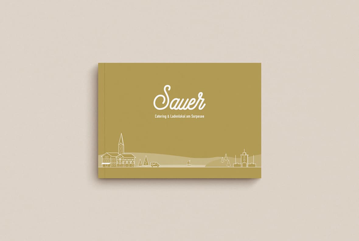 Printdesign Broschüre - Front für Sauer Catering & Ladenlokal